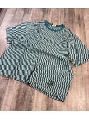 Vtg 90s Striped T-Shirt Mens XL Single Stitch Teal Blue Hanes Other Wear USA
